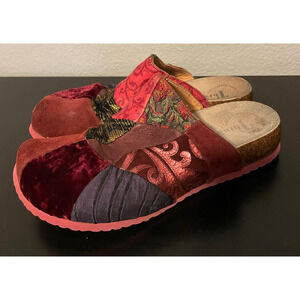 Think! Clog Shoes Womens 7.5 EU 38 Multicolor Patchwork Velvet Embroidered Y2K